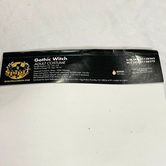 Spirit Halloween Wicked Gothic Witch Costume Dress Hat Belt Women's S/M W/ Bag - Picture 14 of 16